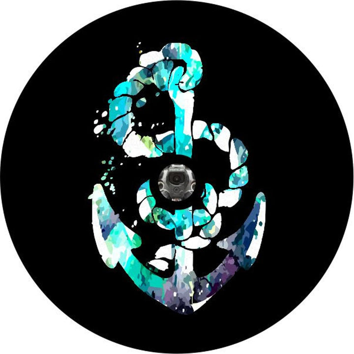 Turquoise & Purple Nautical Boat Anchor Spare Tire Cover