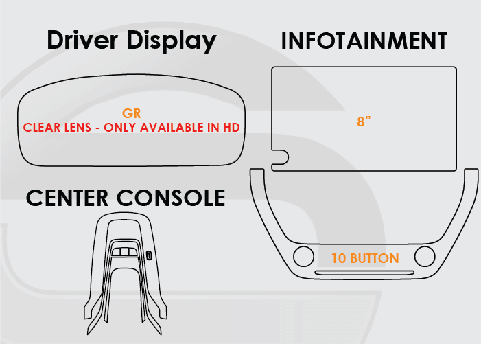 Toyota Corolla Screen ProTech Kit | 2023-2026 / GR / 8" Infotainment + 10 Button Lower AC (HD Film) | Add Automatic Center Console (+$15) | | Screen Protection
