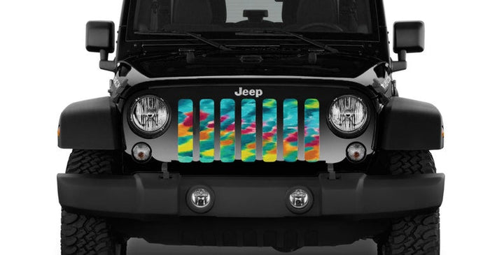 Turquoise Tie Dye Design Grille Insert for Jeep