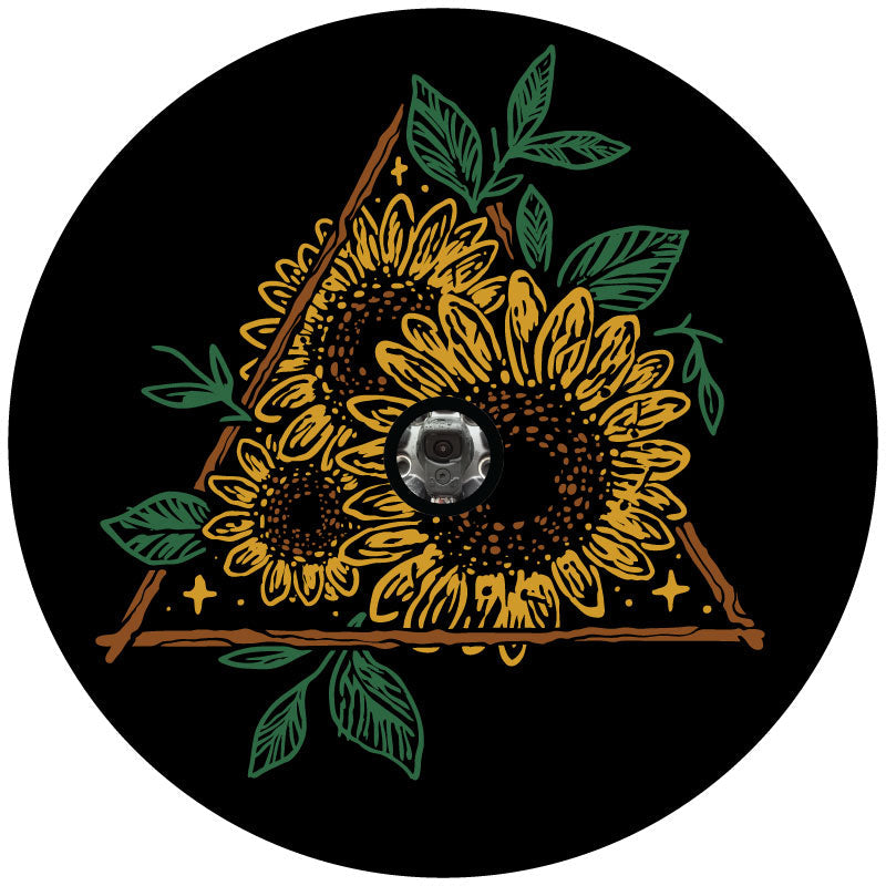 Creative Drawn Sunflower Spare Tire Cover Design for Jeep, Bronco, Camper, RV, Vans, Trailers