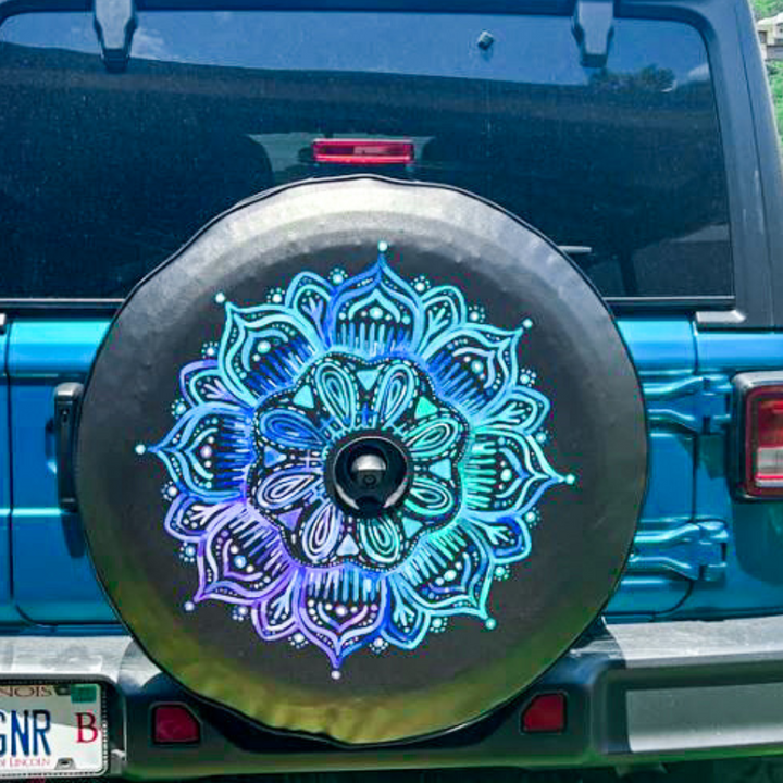 Teal & Purple Mandala Spare Tire Cover for Jeep, Bronco, RV, Camper, & More