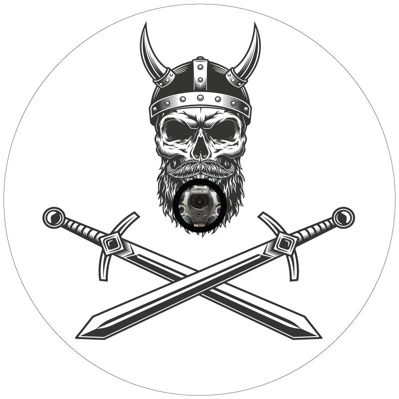 Nordic Viking Warrior Skull + Swords Spare Tire Cover