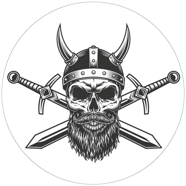 Nordic Viking Warrior Skull + Swords Spare Tire Cover