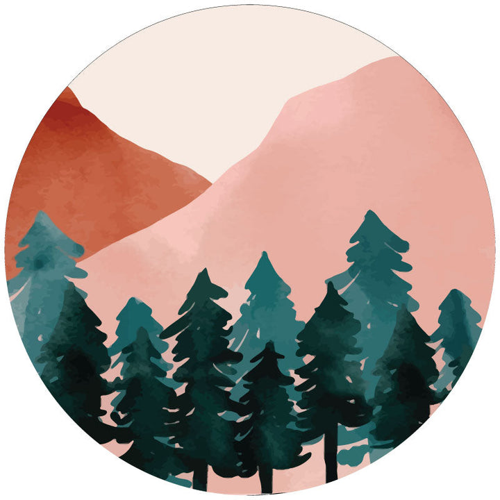 Jewel Tone Watercolor Mountain & Forest Landscape Spare Tire Cover - RV, Camper, Jeep, Broncos