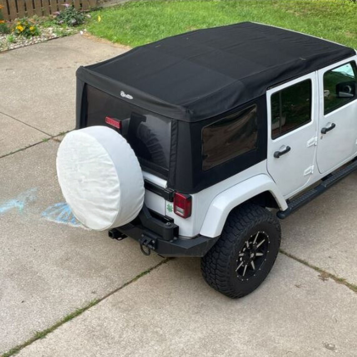 Simple Solid White Spare Tire Cover for Jeep, Bronco, RV, Camper, Vans, & More