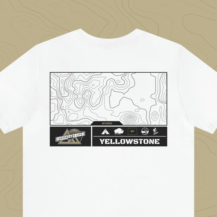 Yellowstone National Park - Adventure Life Trail Topographic Garment Dyed Tee