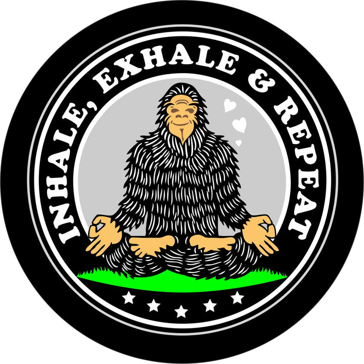 Zen Bigfoot Sasquatch Inhale, Exhale, & Repeat Funny Spare Tire Cover for Jeep, Bronco, RV, Camper, & More