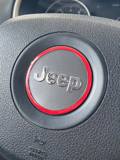 Center Ring Steering Wheel Vinyl Overlay Cover for Jeep | Fits Jeep Models | 2011-2021 Compass | Red | | Decal