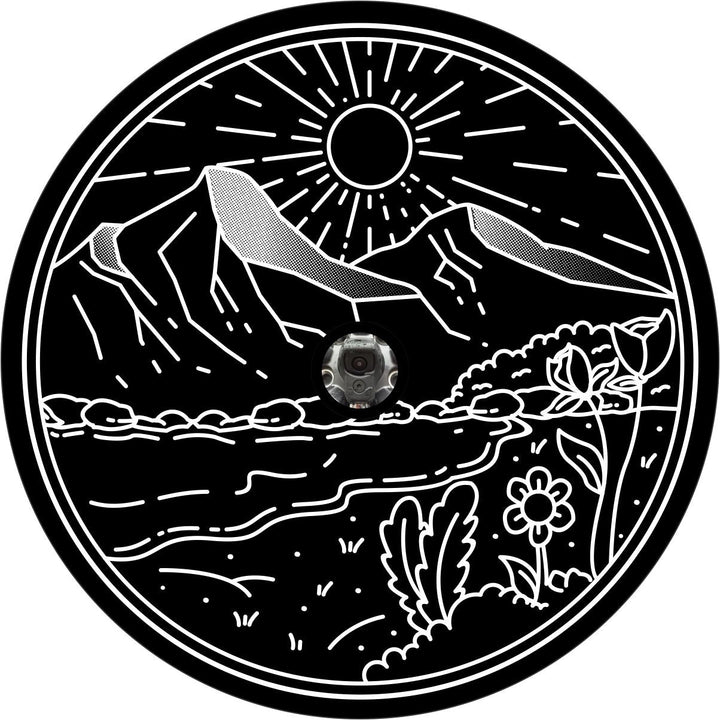 River & Flower Field Mountain Spare Tire Cover - Bronco, Jeep, Camper, RV, Van, & More