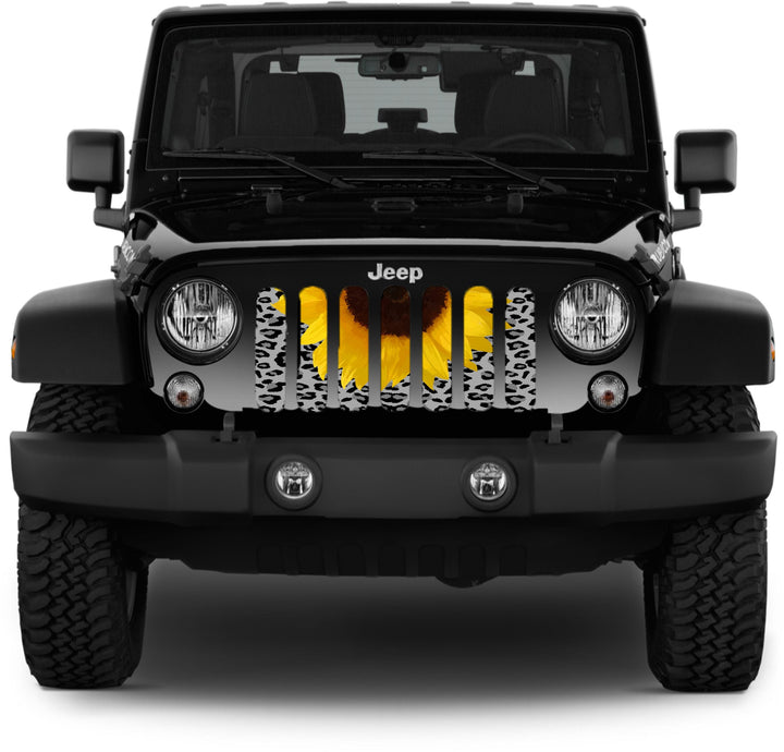 Leopard Cheetah Animal Print Sunflower Jeep Grille Insert