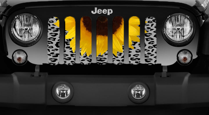 Leopard Cheetah Animal Print Sunflower Jeep Grille Insert