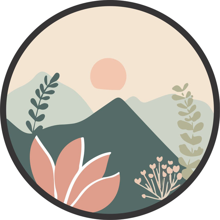 Pastel Pink & Teal Mountain Floral Landscape Spare Tire Cover Design • Jeep, Bronco, Campers, RV, Vans, & More