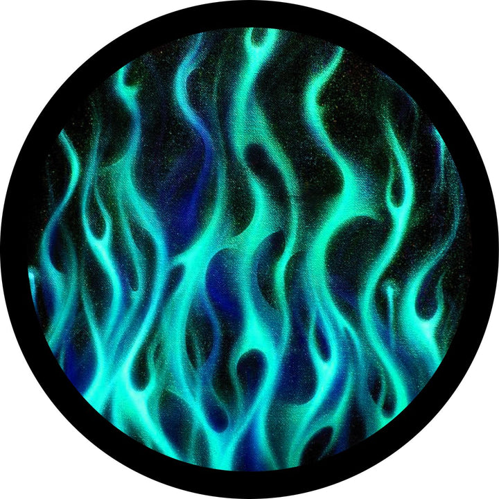 Flames - Teal/Turquoise Spare Tire Cover