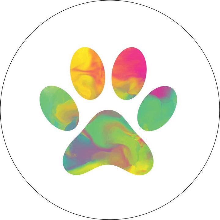 Tie Dye Dog Paw Print Spare Tire Cover for Jeep, RV, Bronco Camper & More