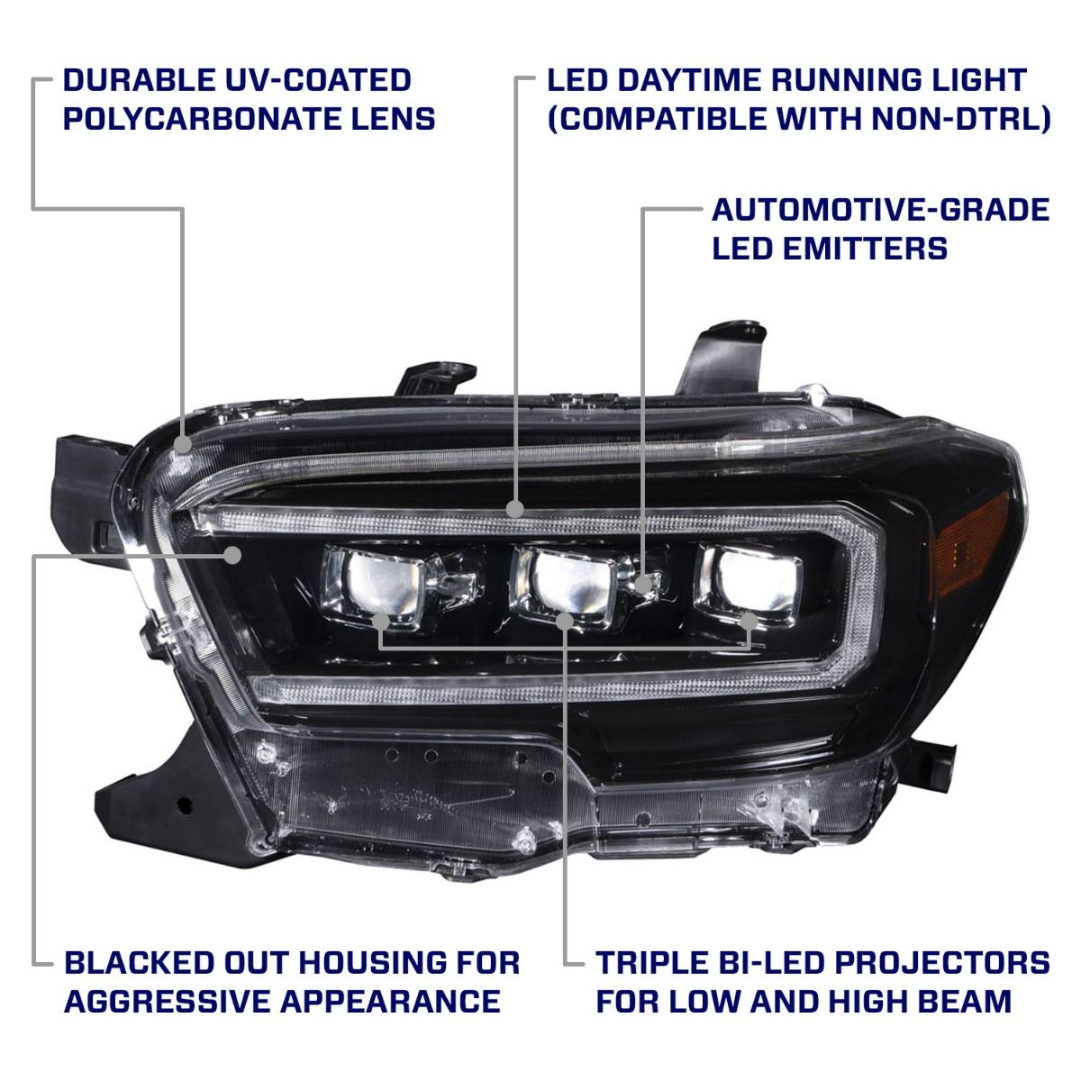 2016-2023 Toyota Tacoma Sequential LED Projector Headlights (pair