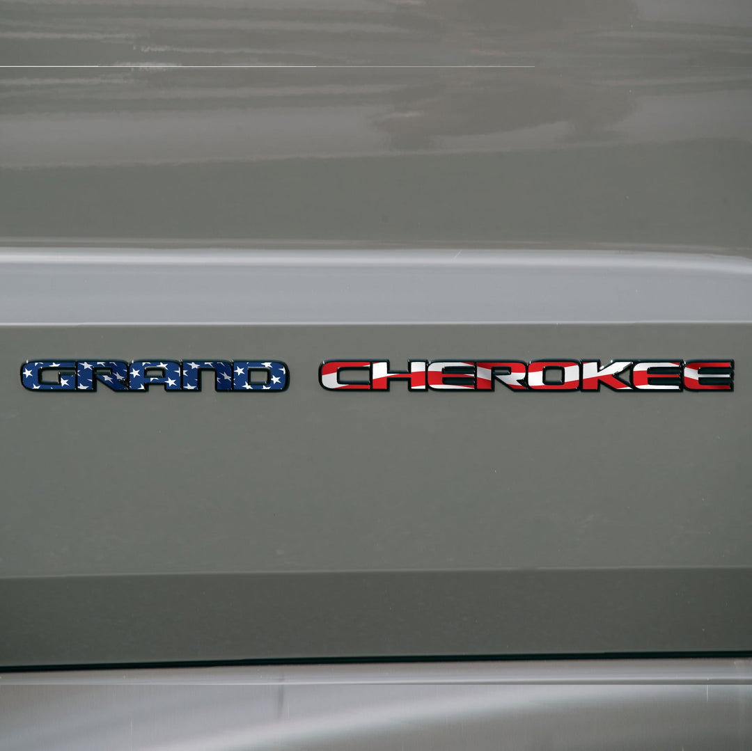 GRAND CHEROKEE Emblem Decal | American Flag - fits 2017-2022 Grand Cherokee WK2