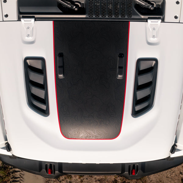 Black on Black Topo Map Hood Graphic 