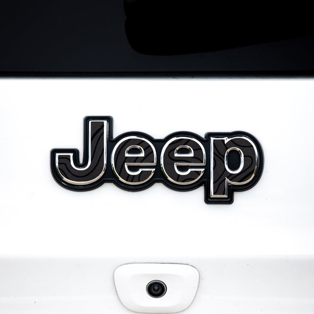 Jeep Emblem Decal set | Black Topo
