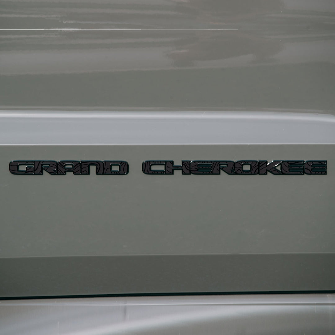 GRAND CHEROKEE Emblem Decal | Black Topo - fits 2017-2022 Grand Cherokee WK2