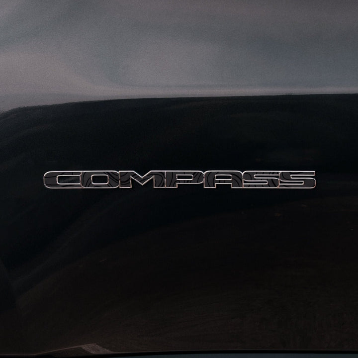 Black on Black Topographical Print Emblem Overlay for Jeep Compass