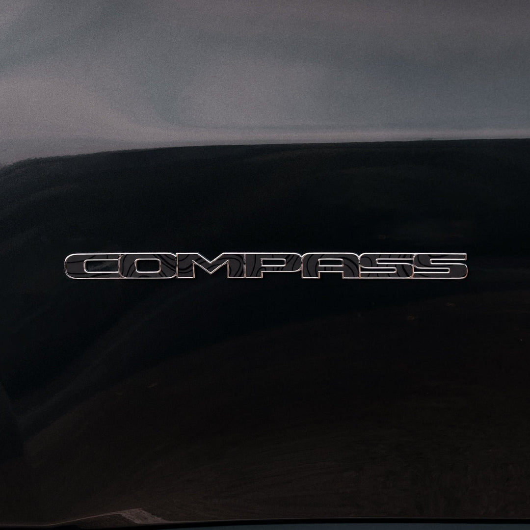 COMPASS Emblem Decal | Black Topo - fits 2011-2023 Jeep Compass
