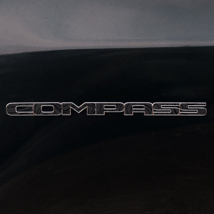 Black on Black Topographical Print Emblem Overlay for Jeep Compass