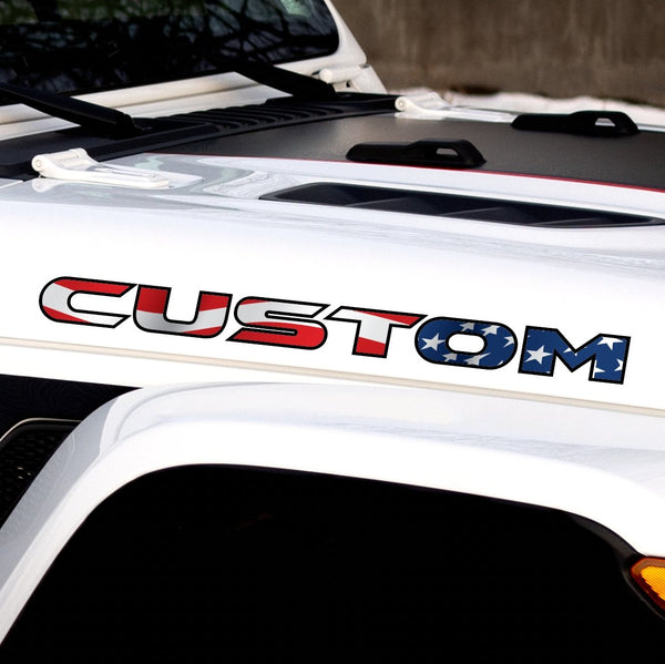 Custom American Flag Lettering for Hood