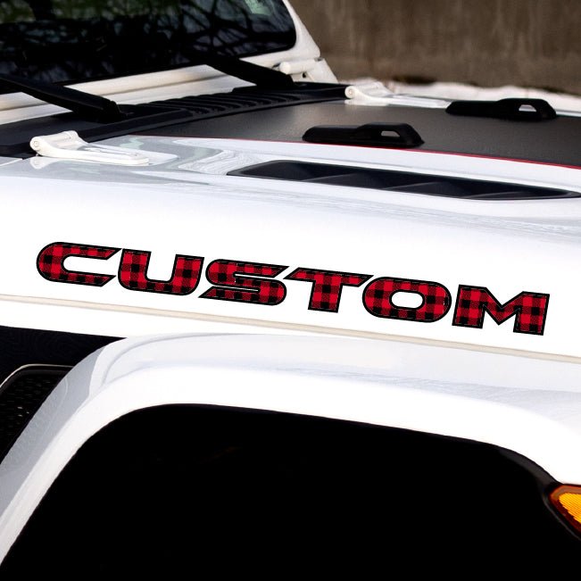 Custom Plaid Lettering for Hood