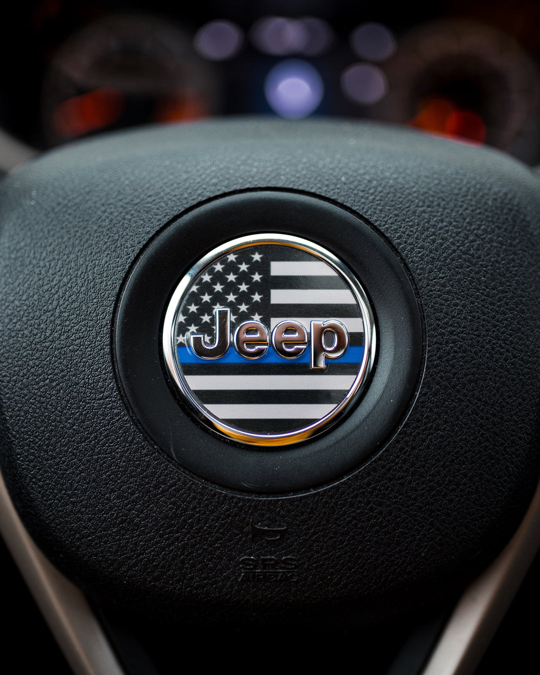 american thin blue line flag decal for jeep steering wheel
