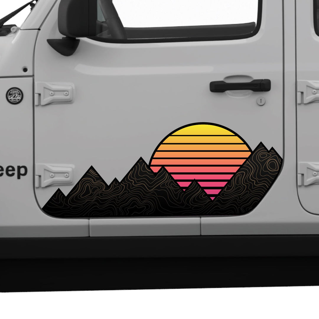 Mountain + Sunset Graphic Decal for Wrangler JL and Gladiator JT | Set of 2