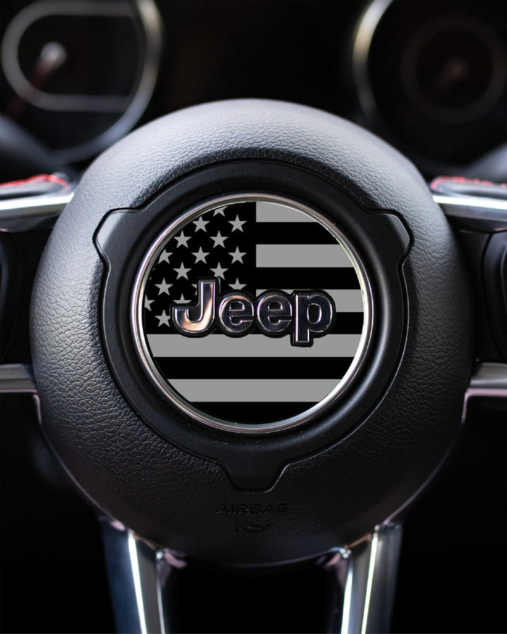 Rectangle American Flag Steering Wheel Accessory for Jeep vehicles - AdventureLifeDecals