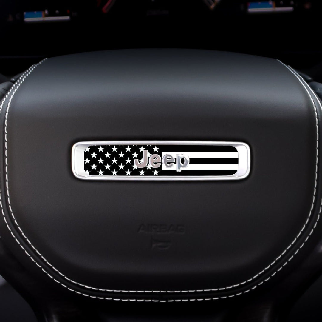 Rectangle American Flag Steering Wheel Accessory for Jeep vehicles - AdventureLifeDecals