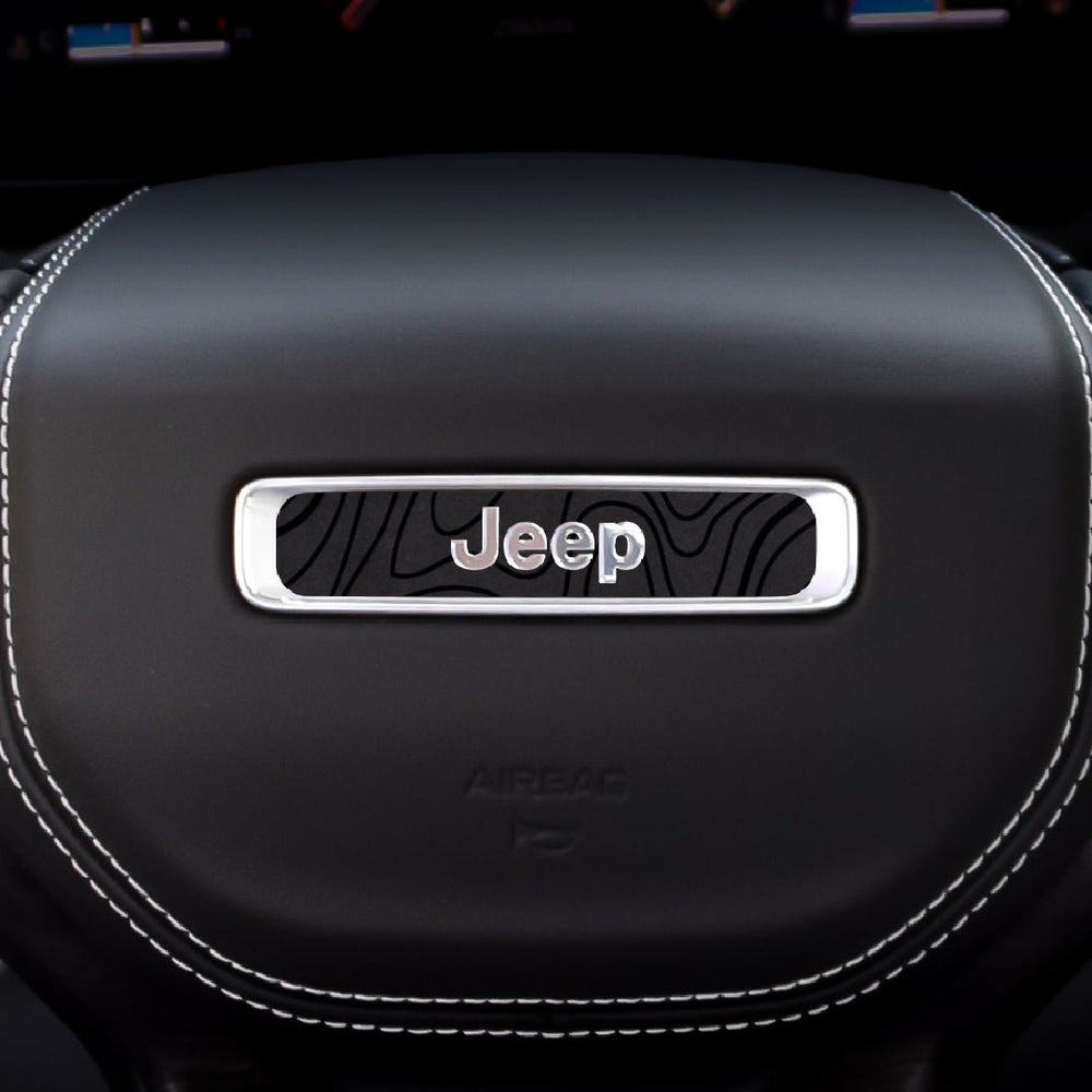 Rectangle Black on Black Topographical Map Steering Wheel Decal for Jeep Vehicles - AdventureLifeDecals
