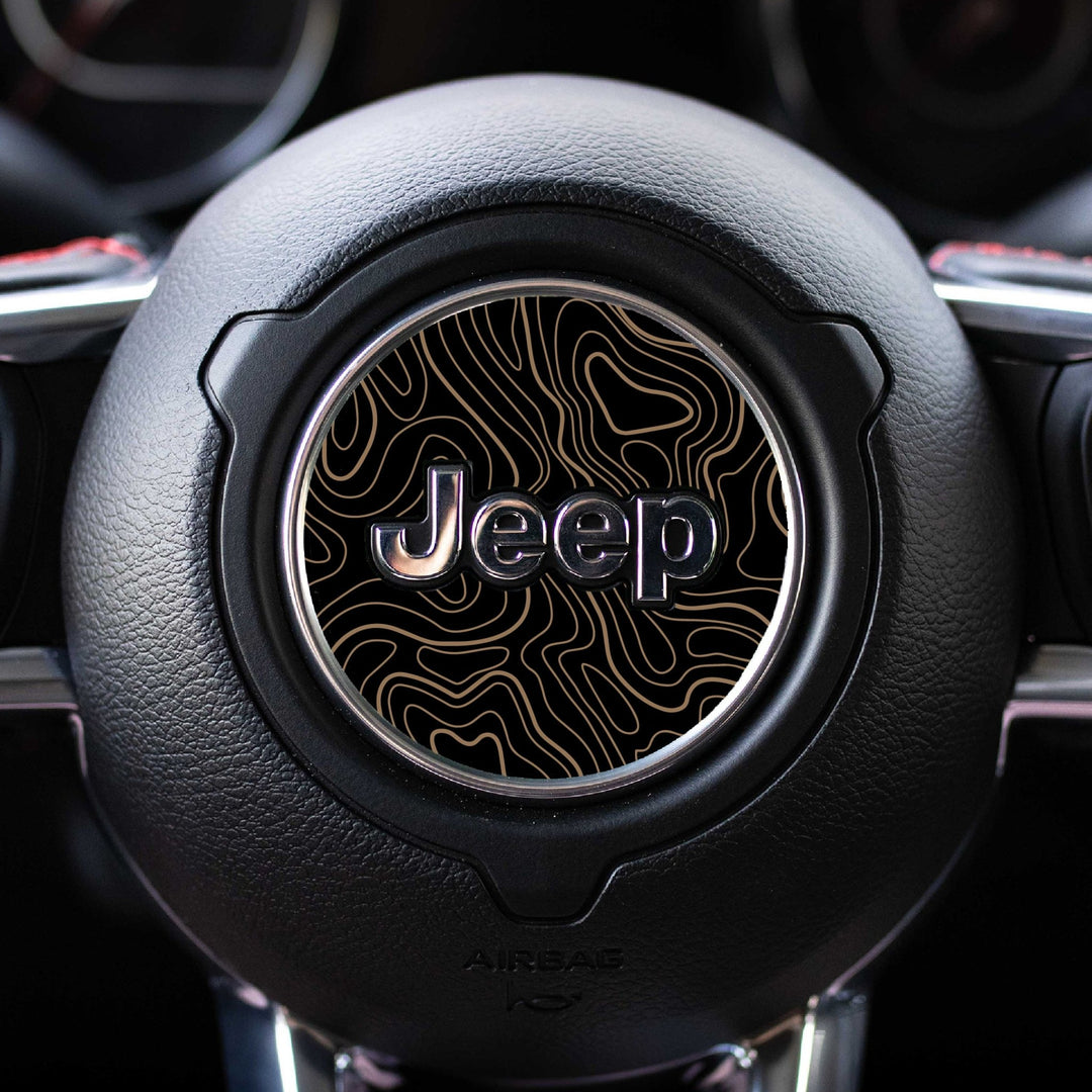 Rectangle Topographical Map Steering Wheel Decal for Jeep Vehicles - AdventureLifeDecals