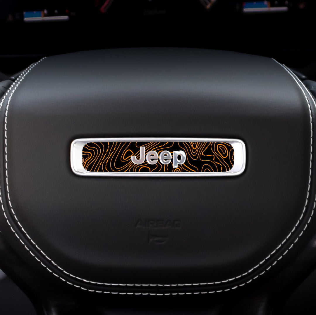 Rectangle Topographical Map Steering Wheel Decal for Jeep Vehicles - AdventureLifeDecals