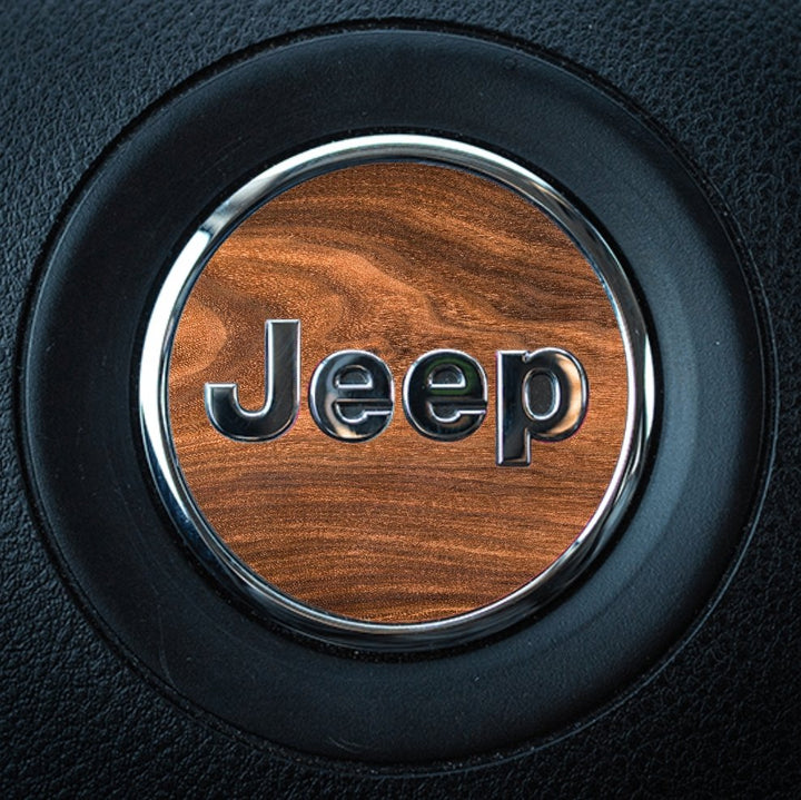 Rectangle Walnut Wood Print Steering Wheel Accessory for Jeep vehicles - AdventureLifeDecals