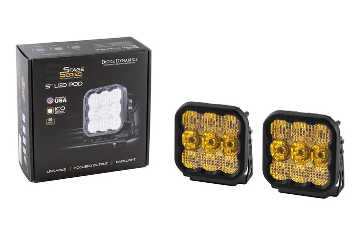 Stage Series 5" Yellow Sport LED Pod (pair) - AdventureLifeDecals