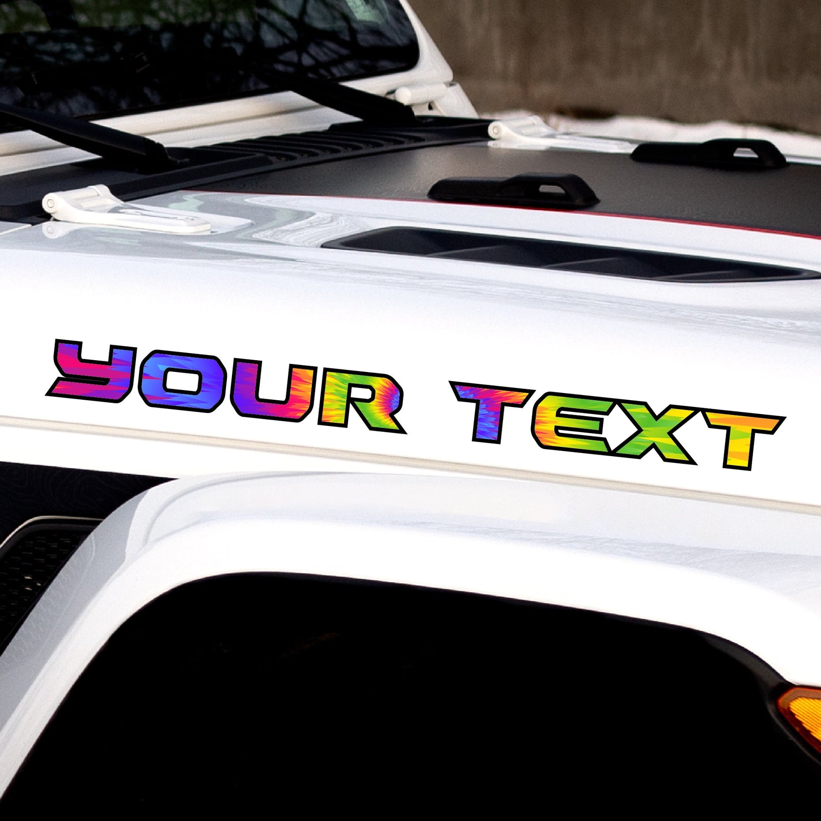 Tie Dye Custom Lettering for Hood | Set of 2 - AdventureLifeDecals