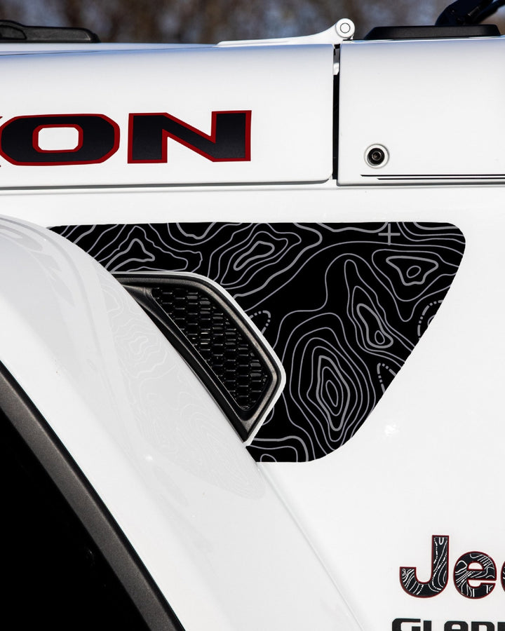 Topographical Map Fender Vent Premium Wrap Decal for Wrangler and Gladiator - AdventureLifeDecals