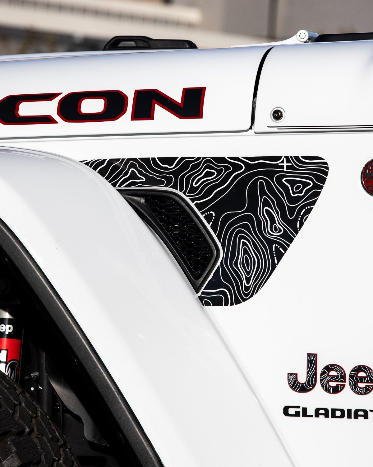 Topographical Map Fender Vent Premium Wrap Decal for Wrangler and Gladiator - AdventureLifeDecals
