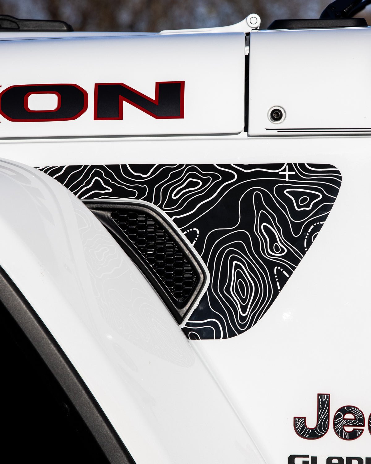 Topographical Map Fender Vent Premium Wrap Decal for Wrangler and Gladiator - AdventureLifeDecals