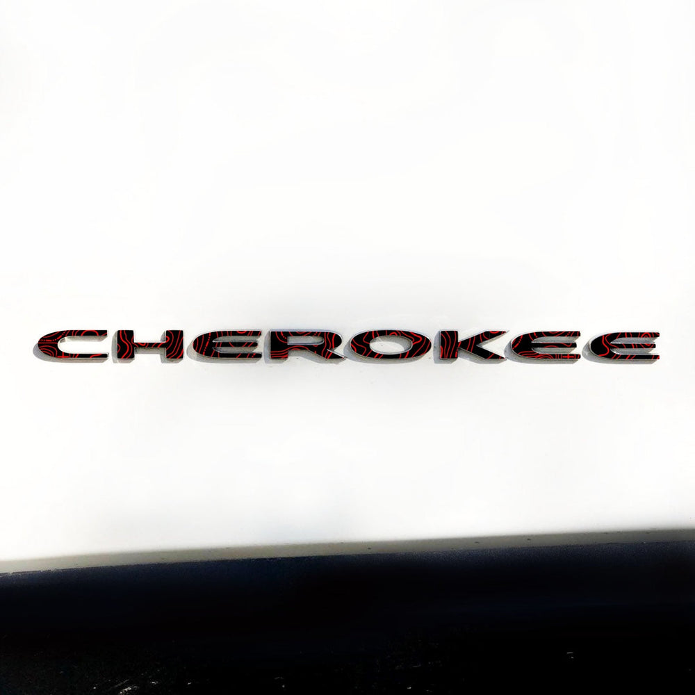 Topographical Print Emblem Overlay Decals for 2014-2021 Cherokee - AdventureLifeDecals