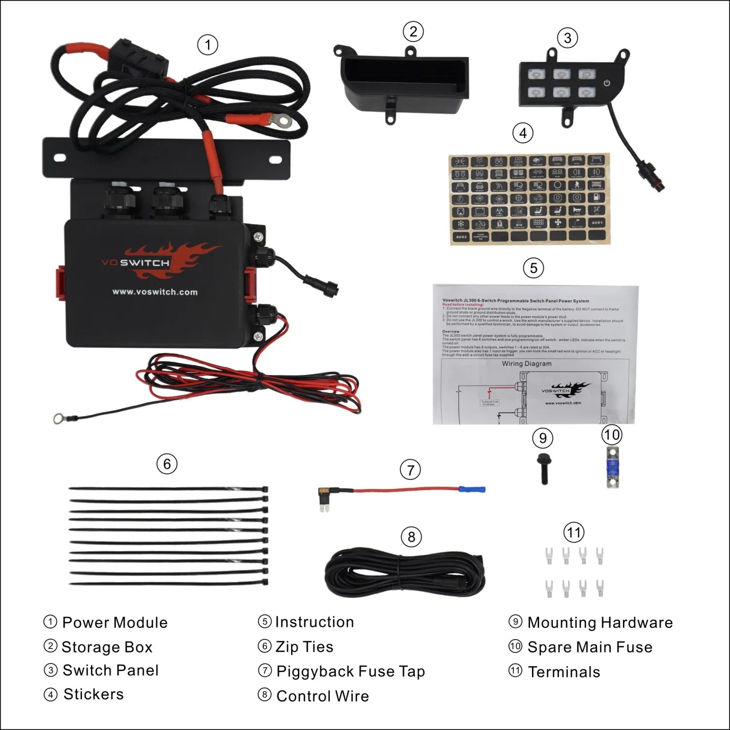Voswitch JL300 Lower Dash Switch Panel for Jeep Wrangler JL 2018-2023 and Gladiator 2020-2023 - AdventureLifeDecals